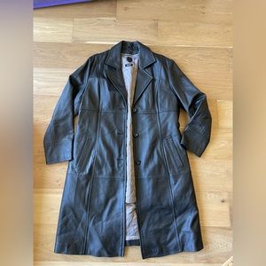 Wilsons Leather Black Trench Coat